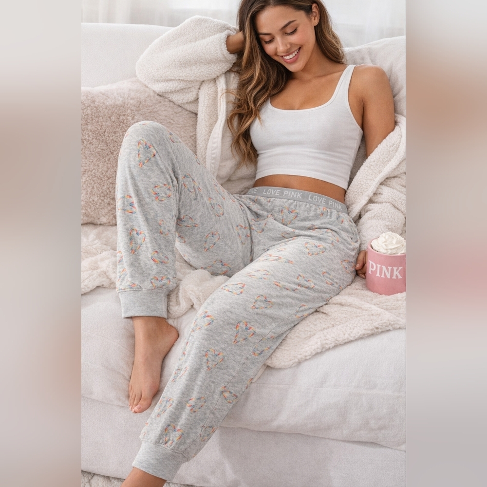 Adorable vs pink holiday jogger pjs. Vs pink pajama pants size Xlarge